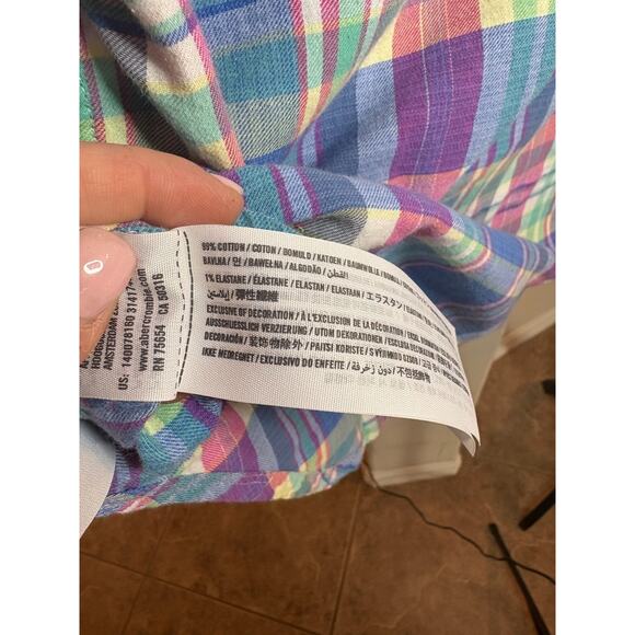 Abercrombie & Fitch Plaid Button Front Long Sleeve Top Size M - Picture 5 of 5